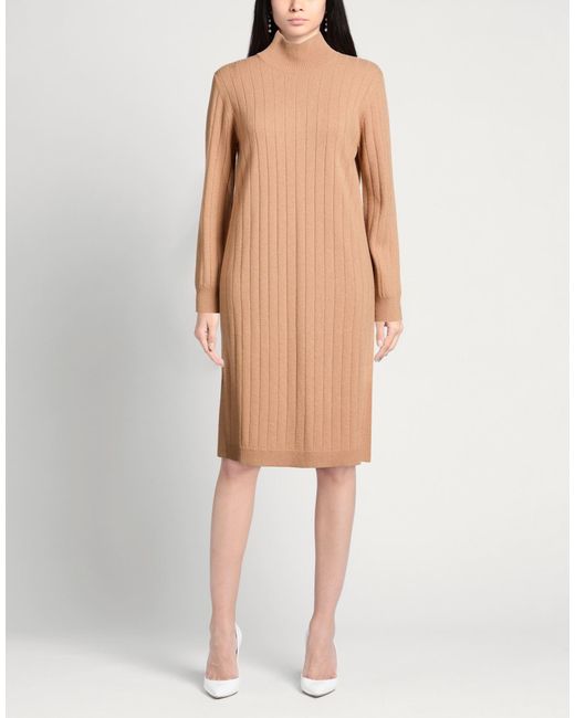 Purotatto Natural Sand Midi Dress Wool, Cashmere