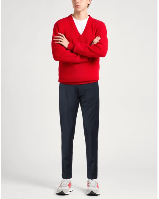 Messagerie Blue Pants Polyester, Wool, Elastane for men