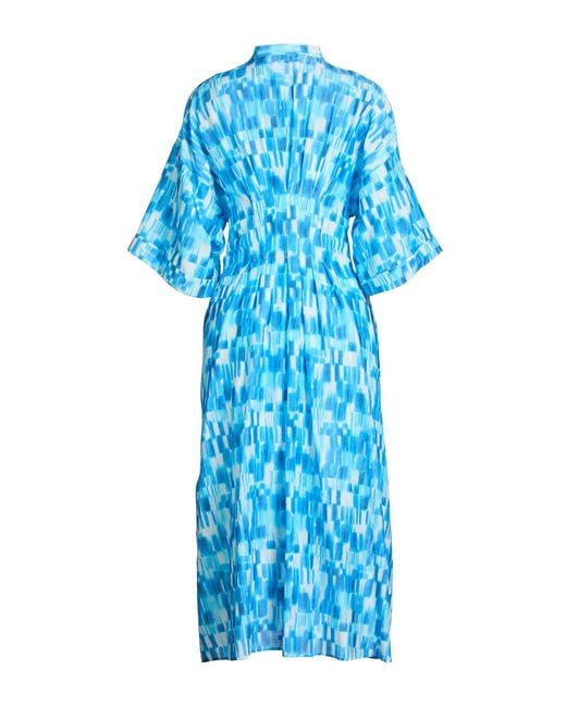 Marella Blue Midi Dress Cotton, Silk