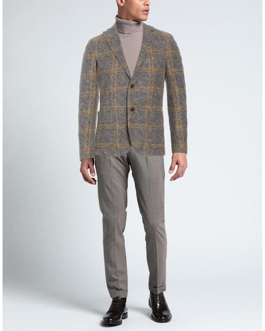 Barbati Gray Blazer Polyester, Acrylic, Wool, Cotton for men