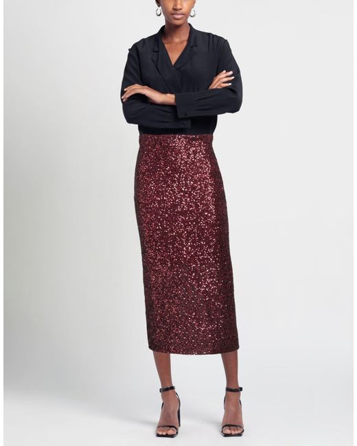 Soallure Red Midi Skirt