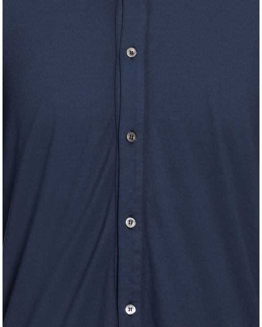Alpha Studio Blue Midnight Shirt Cotton, Elastane for men