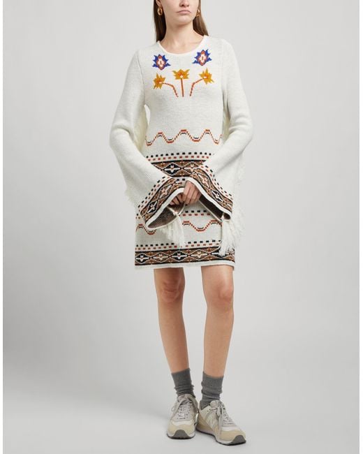 Akep White Mini Dress Acrylic, Wool, Alpaca Wool
