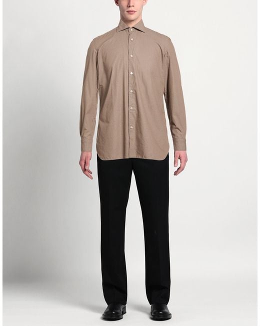 Luigi Borrelli Napoli Brown Shirt Cotton for men