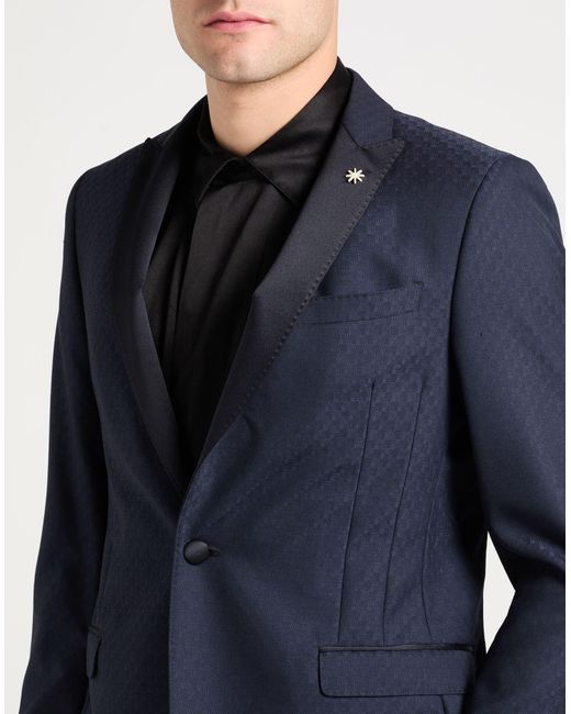 Manuel Ritz Blue Evening Suit Polyester, Wool for men