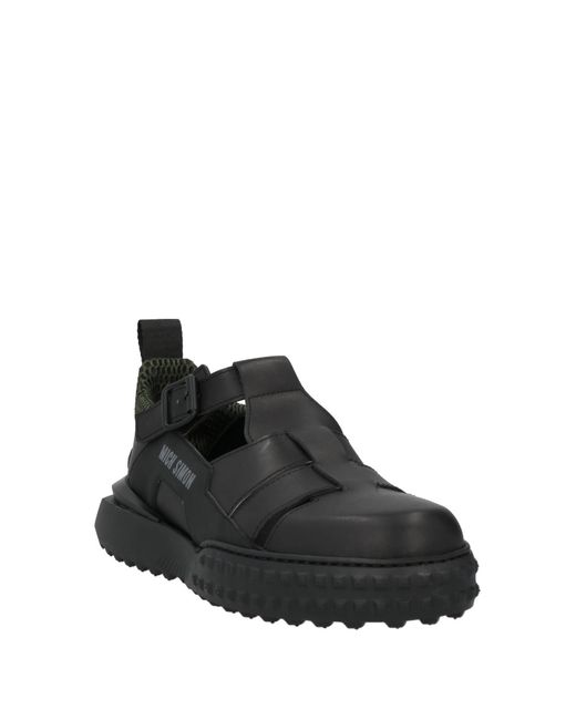 MICH SIMON Black Sandals Leather, Textile Fibers for men