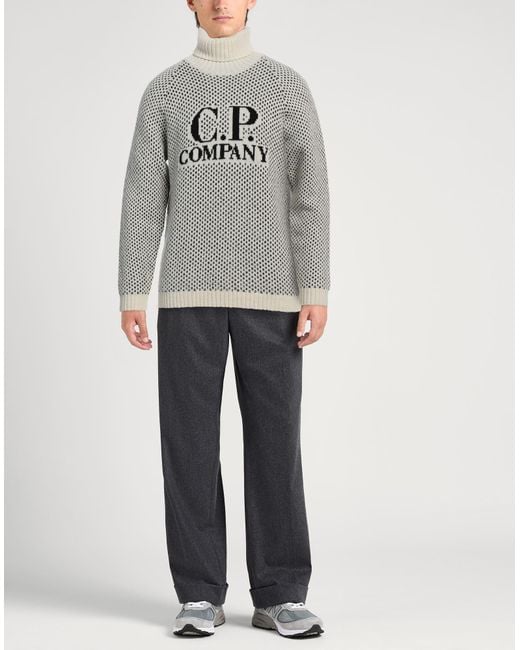 C P Company Gray Cream Turtleneck Virgin Wool for men