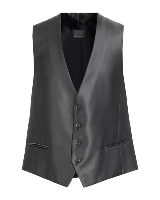 Carlo Pignatelli Black Charcoal Tailored Vest Virgin Wool, Viscose for men