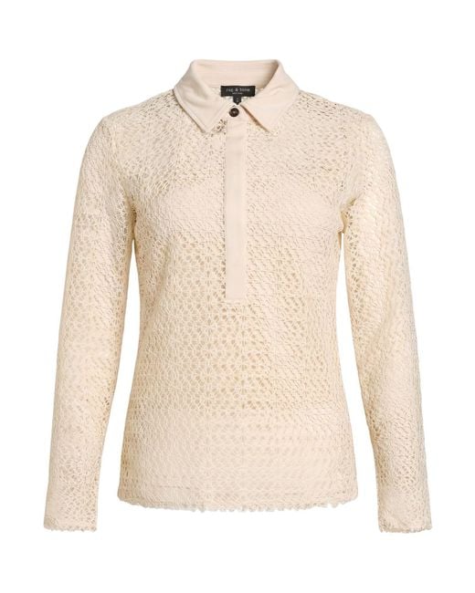 Rag & Bone Natural Ivory Polo Shirt Polyester