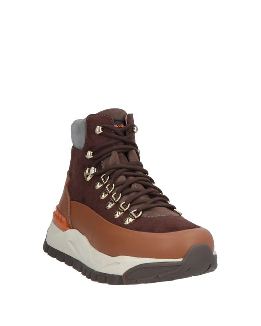 Santoni Brown Contrast-Panel Lace-Up Hiking Boots for men