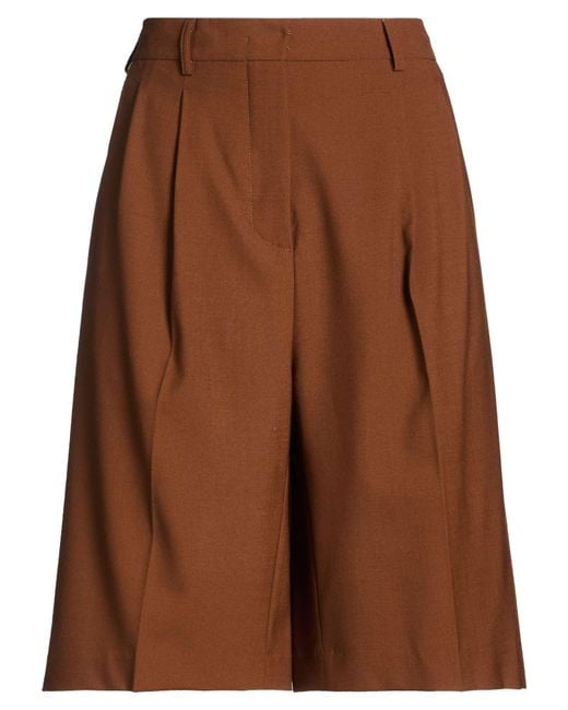 Semicouture Brown Shorts & Bermuda Shorts Polyester, Virgin Wool, Elastane