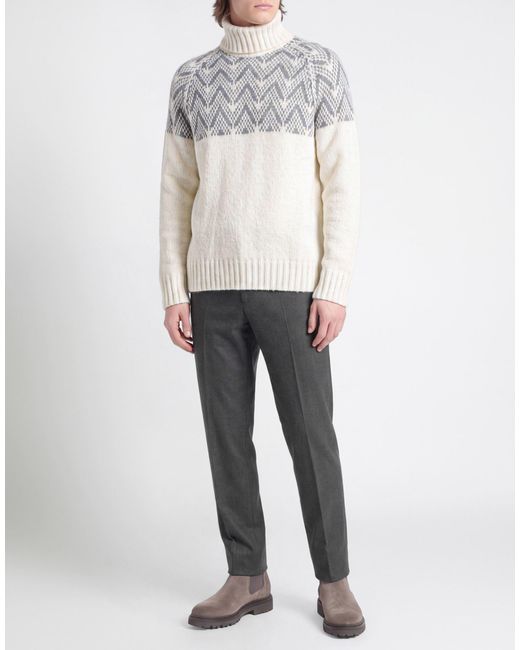 Aion White Cream Turtleneck Cashmere, Silk for men