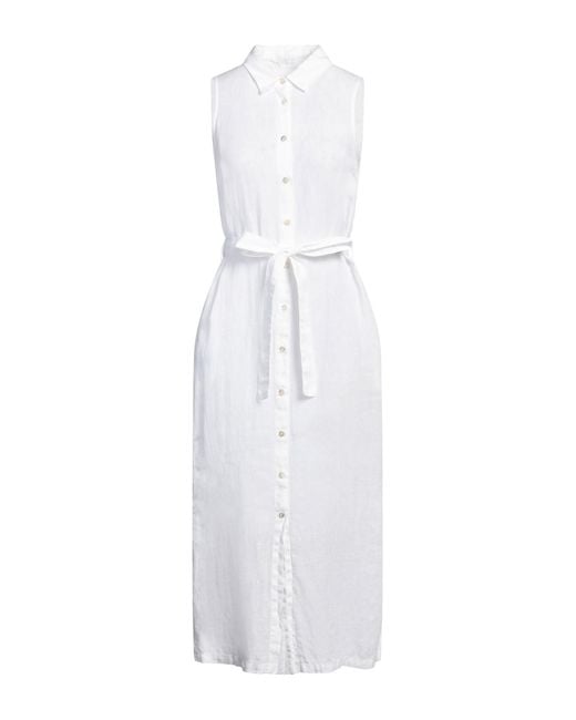 120% Lino Midi Dress in White | Lyst