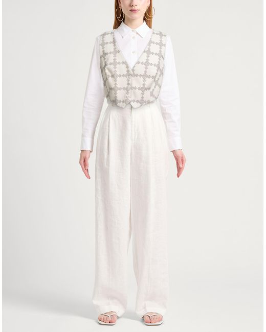Ottod'Ame White Cream Tailored Vest Cotton, Elastane