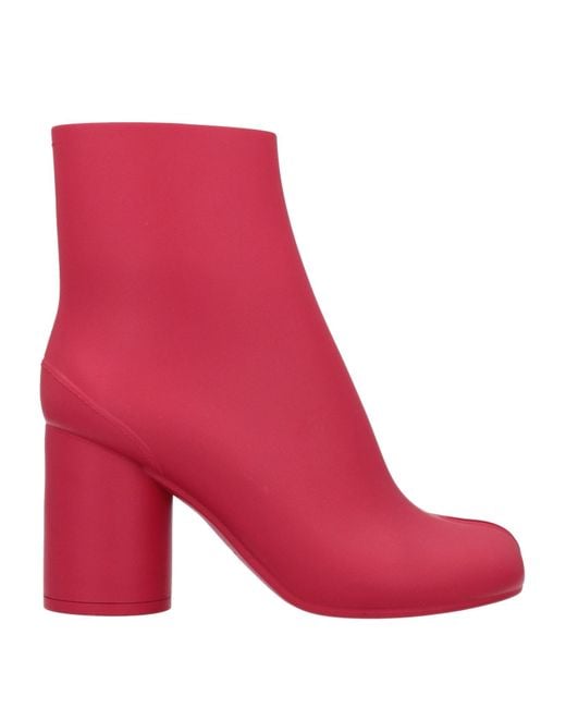 Maison Margiela Red Ankle Boots Rubber