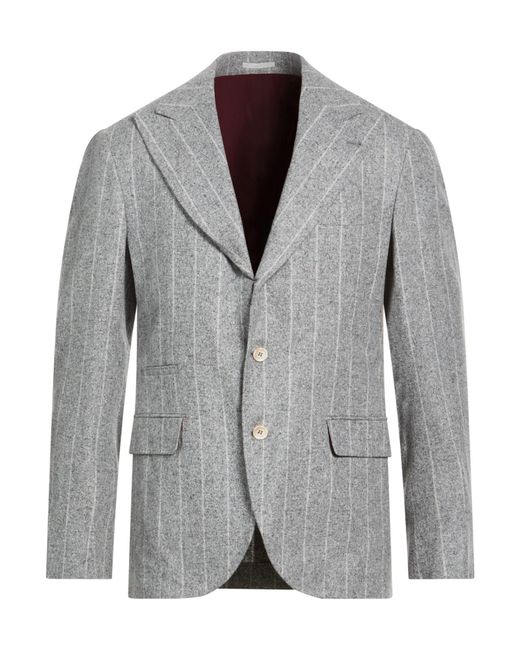 Brunello Cucinelli Gray Blazer Silk, Wool, Cashmere for men