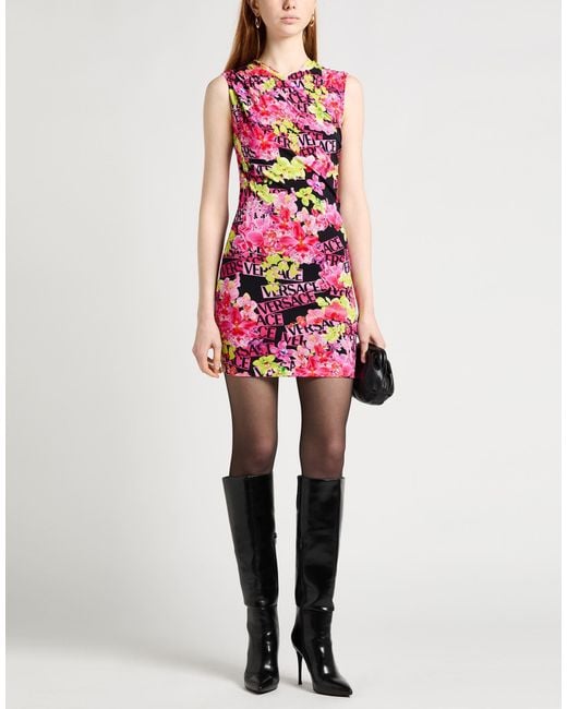 Versace Multicolor Mini Dress Viscose, Elastane