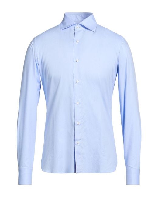 Luigi Borrelli Napoli Blue Shirt Cotton for men
