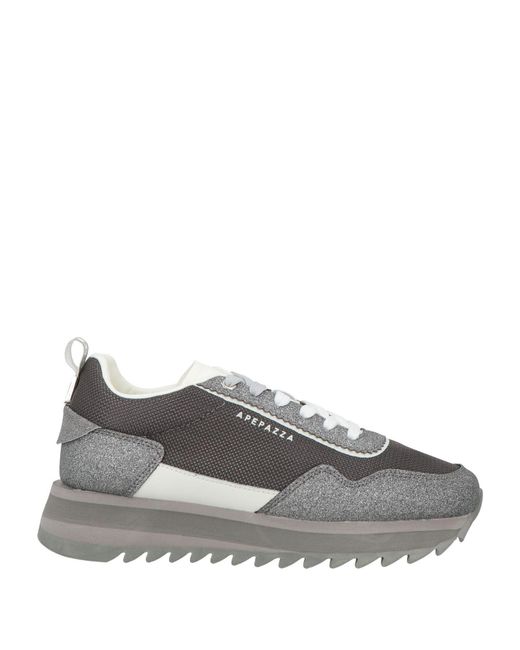 Apepazza Gray Sport Sneakers Textile Fibers, Leather, Synthetisches Material