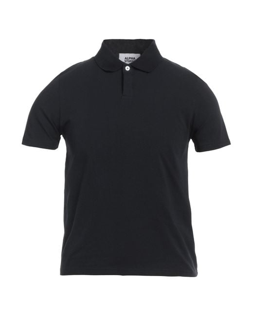 Polo Alpha Studio pour homme en coloris Black