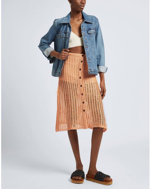 Solid & Striped Orange Midi Skirt