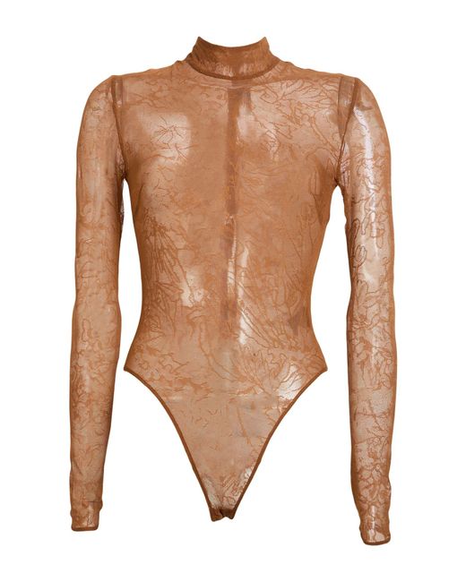 David Koma White Bodysuit Nylon, Elastane