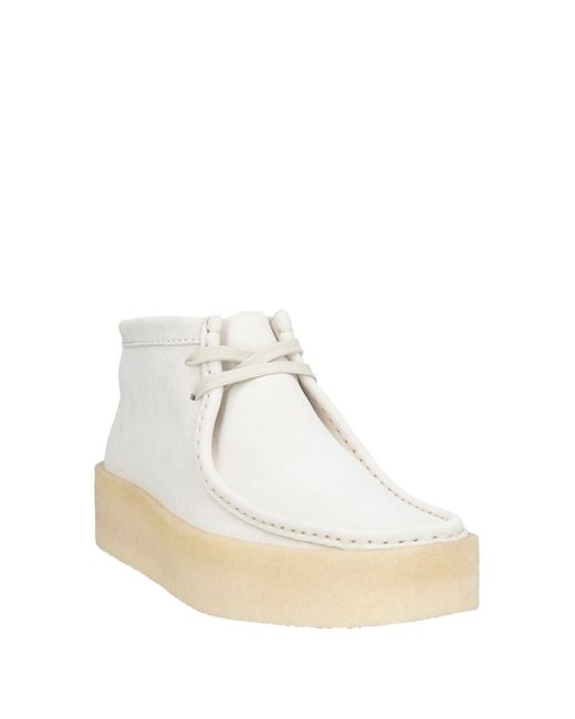 Clarks White Lace-Up Shoes Leather