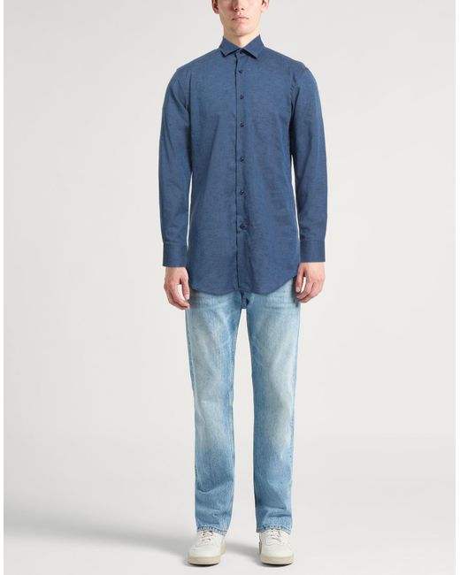 Bagutta Blue Shirt Linen, Cotton for men