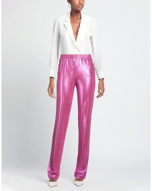 DON'T @ ME Pink Fuchsia Pants Polyester, Elastane