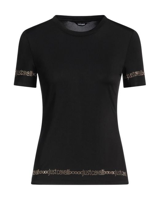 Just Cavalli Black T-Shirt Viscose, Elastane