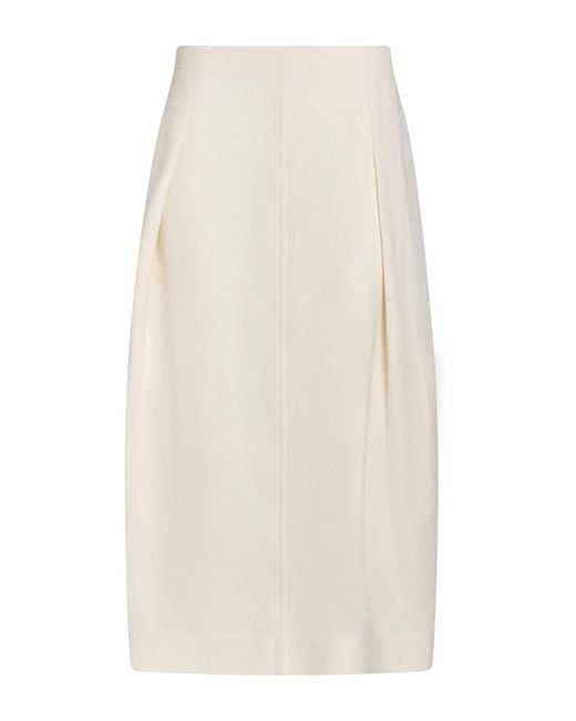 Studio Nicholson White Cream Midi Skirt Virgin Wool, Lyocell