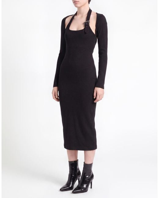 Versace Jeans Couture Black Midi Dress Cotton, Elastane
