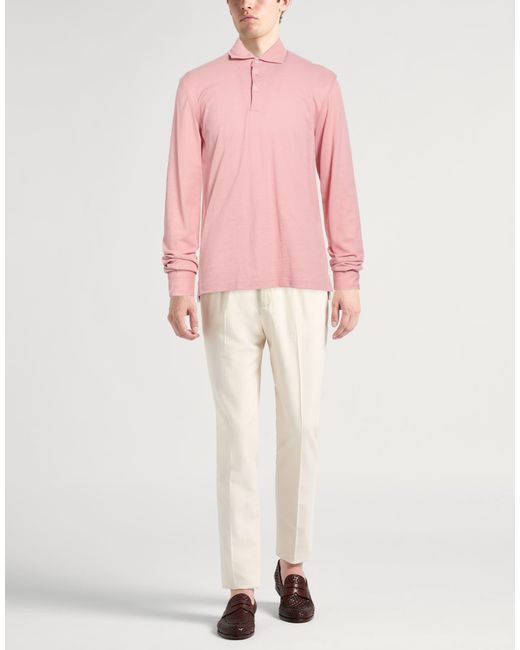 Barba Napoli Pink Antique Rose Polo Shirt Cotton for men