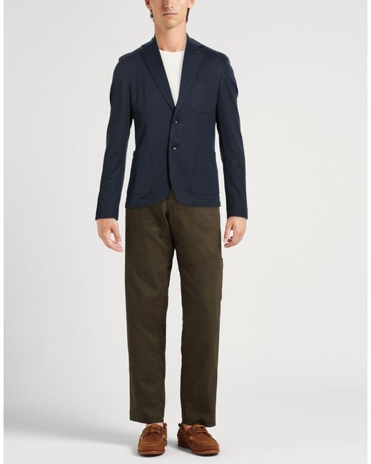 Paoloni Blue Midnight Blazer Cotton, Polyamide, Elastane for men