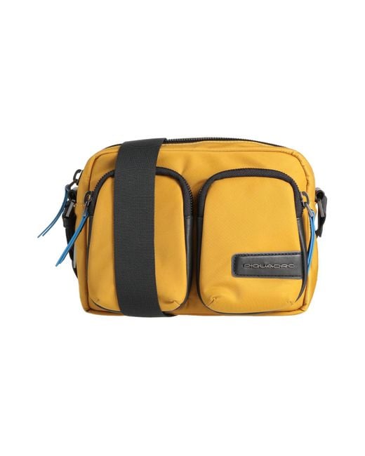 Piquadro Yellow Cross-Body Bag Cow Leather, Nylon, Eva (Ethylene