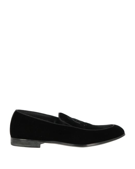 Giorgio Armani Black Loafers Textile Fibers for men