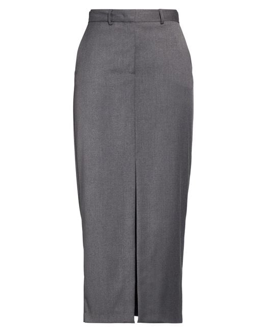 SIMONA CORSELLINI Gray Midi Skirt Polyester, Viscose, Elastane