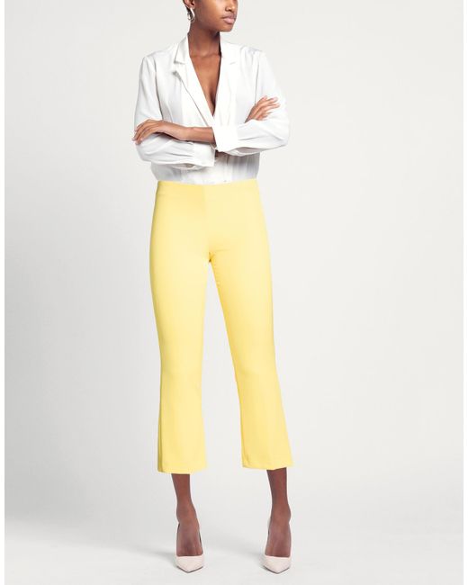 KATE BY LALTRAMODA Yellow Pants Polyester, Elastane