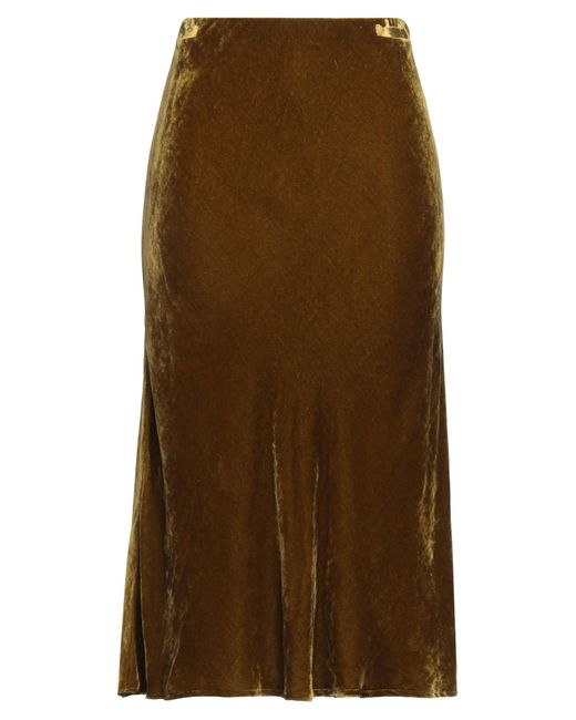 ViCOLO Brown Military Midi Skirt Viscose, Silk