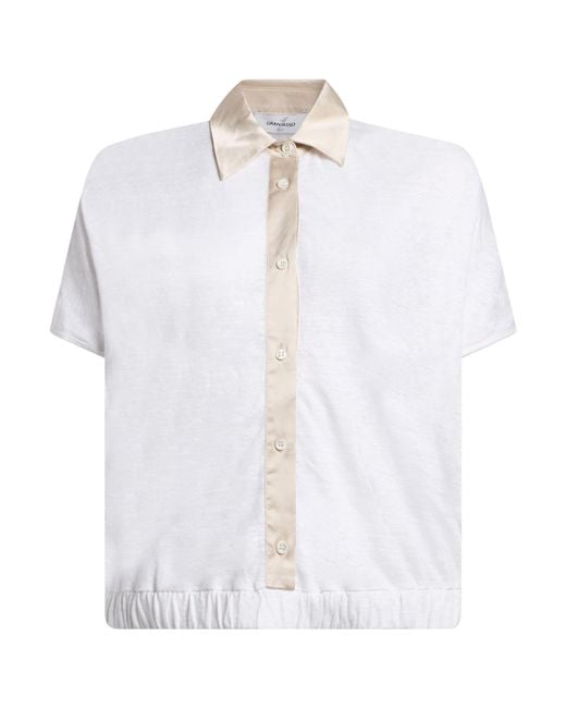 Gran Sasso White Polo Shirt Linen