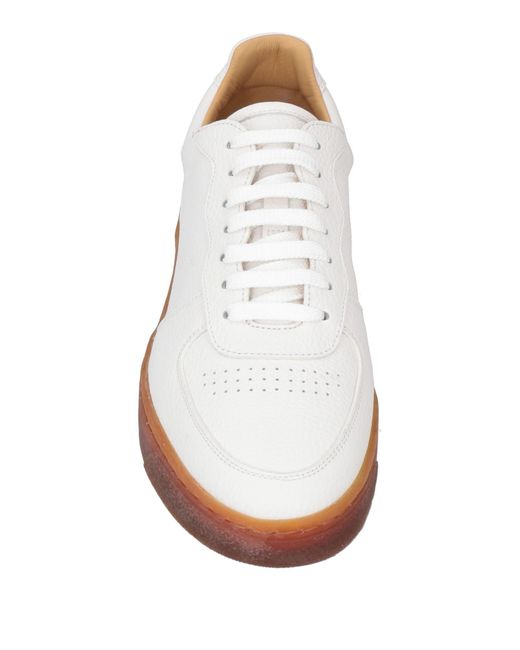 Brunello Cucinelli White Leather Pebbled Sneakers for men