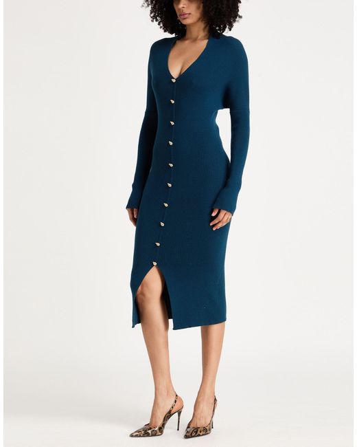 Lanvin Blue Midi Dress Merino Wool, Polyamide, Elastane