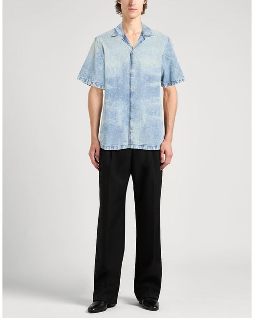 DIESEL Blue Denim Shirt Cotton for men