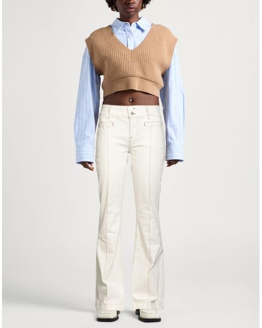 FRAME White Ivory Jeans Cotton, Polyester, Elastane
