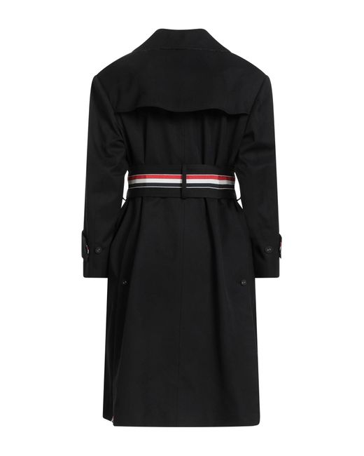 Thom Browne Black Overcoat & Trench Coat Polyester, Cotton, Polyurethane