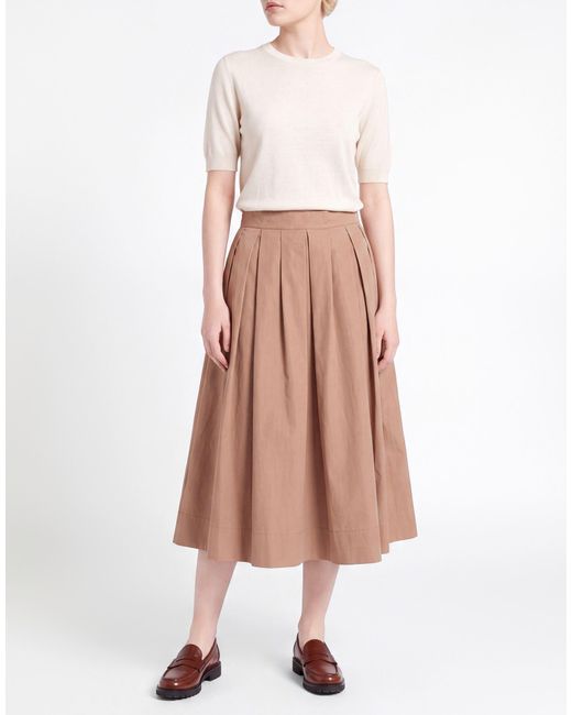 Fedeli Brown Light Midi Skirt Cotton