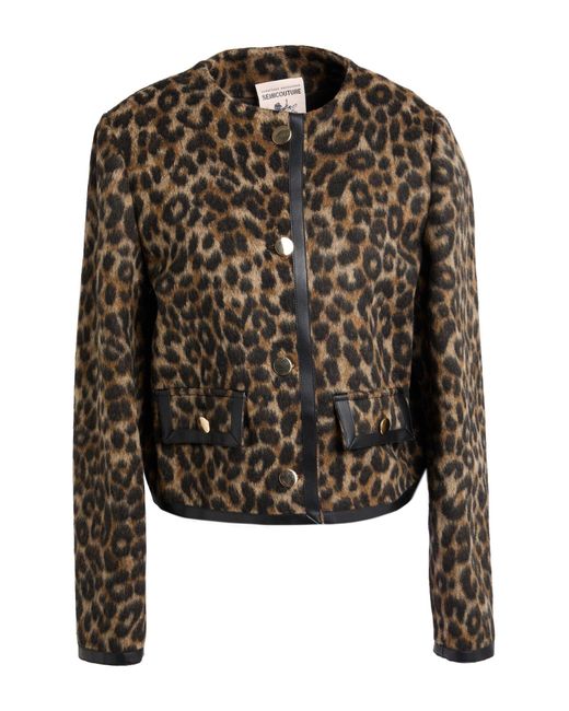 Semicouture Black Taupe Jacket Acrylic, Polyester, Wool