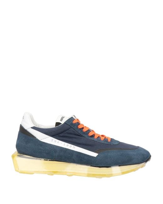 RBRSL RUBBER SOUL Blue Midnight Sneakers Soft Leather, Textile Fibers for men