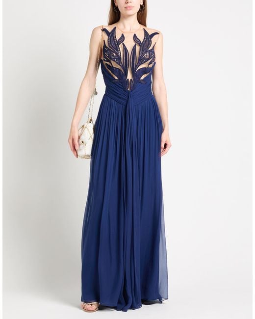 Alberta Ferretti Blue Maxi Dress Silk, Polyamide, Viscose, Cotton, Synthetic Fibers