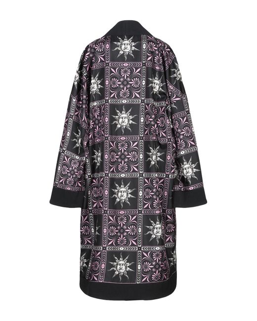 Fausto Puglisi Black Overcoat & Trench Coat Viscose, Acetate, Elastane, Silk